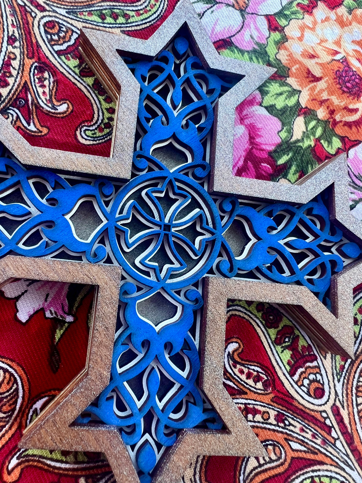 Coptic Style Orthodox Wooden Cross | 4 laser-cut layers
