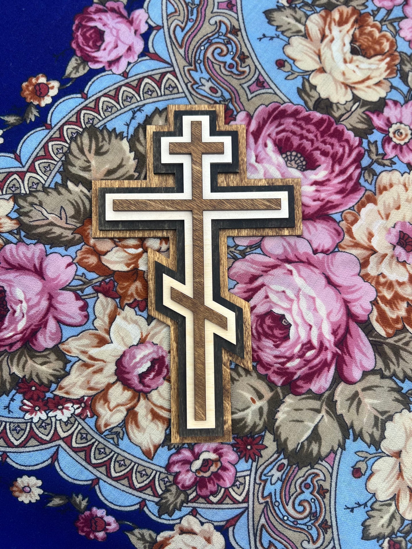 Traditional Orthodox Three-Bar Cross | 4 laser-cut layers