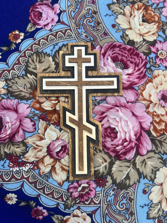 Traditional Orthodox Three-Bar Cross | 4 laser-cut layers