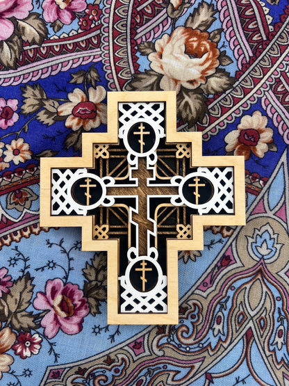 Russian Orthodox Cross | 5 laser-cut layers