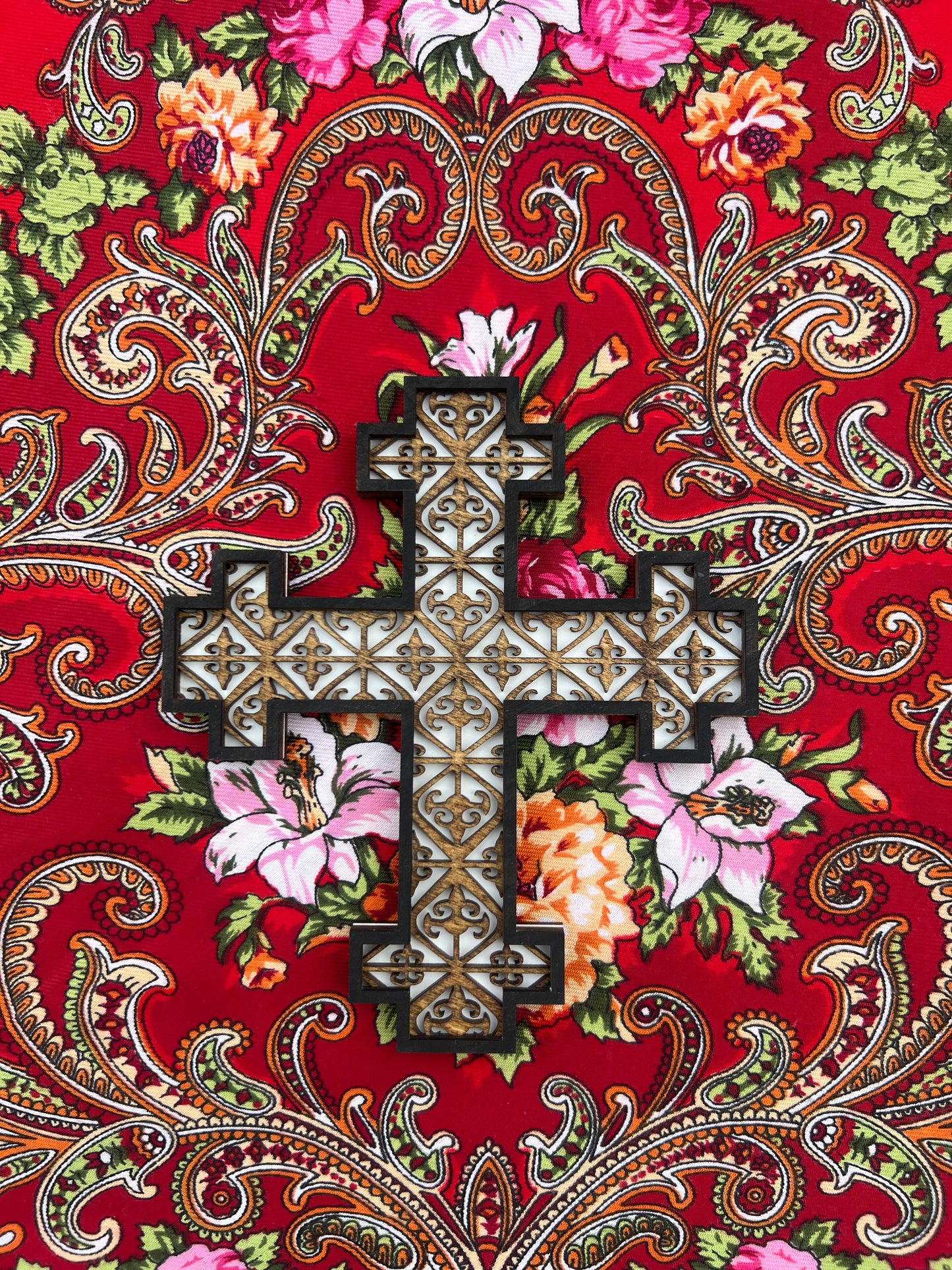 Jerusalem Style Orthodox Cross | 3 laser-cut layers