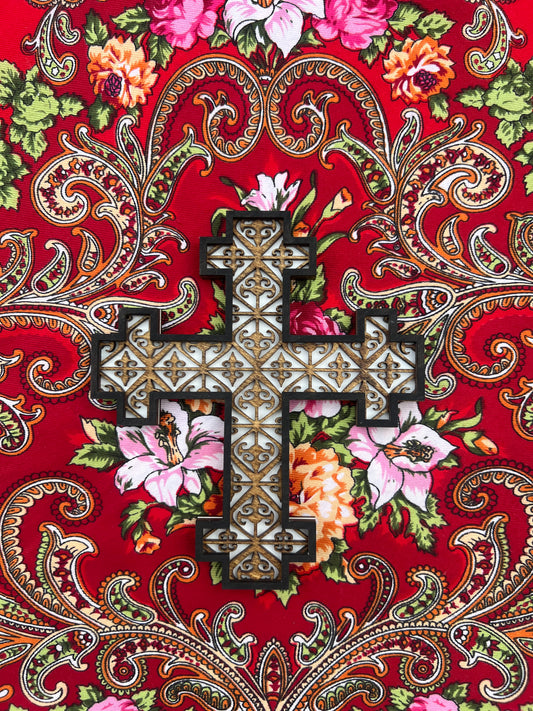 Jerusalem Style Orthodox Cross | 3 laser-cut layers