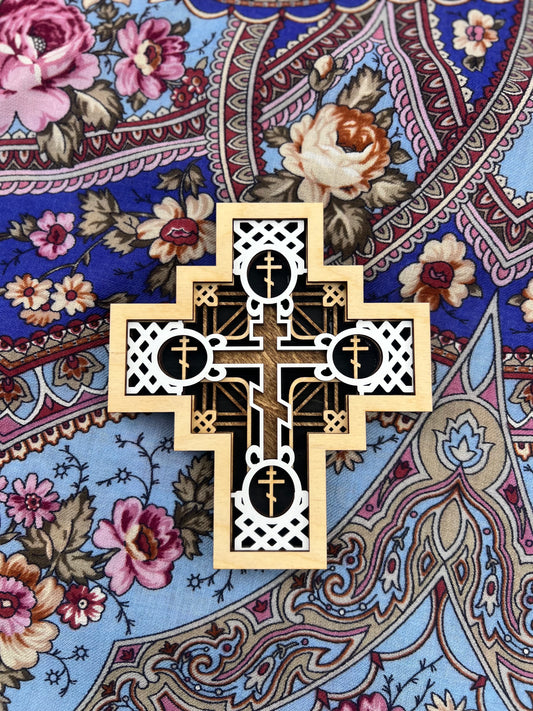 Russian Orthodox Cross | 5 laser-cut layers