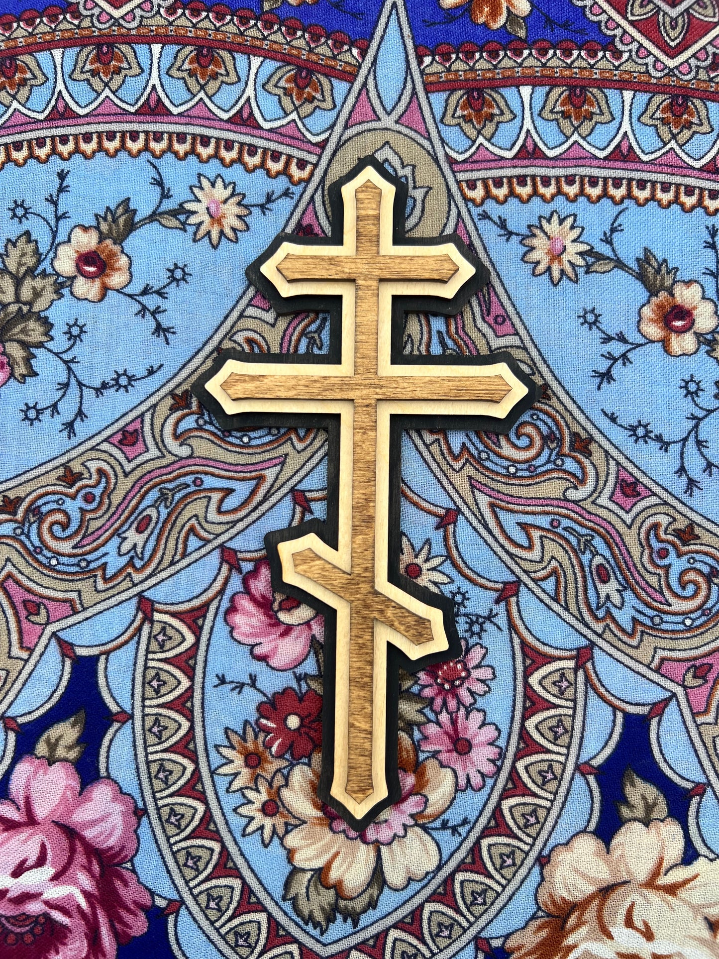 Russian Orthodox Three-Bar Cross | 3 laser-cut layers