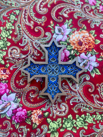 Coptic Style Orthodox Wooden Cross | 4 laser-cut layers