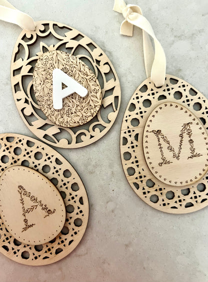 Floral Initial Easter Ornaments