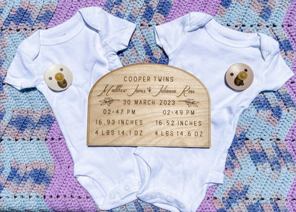 Arched Twins Birth Announcements