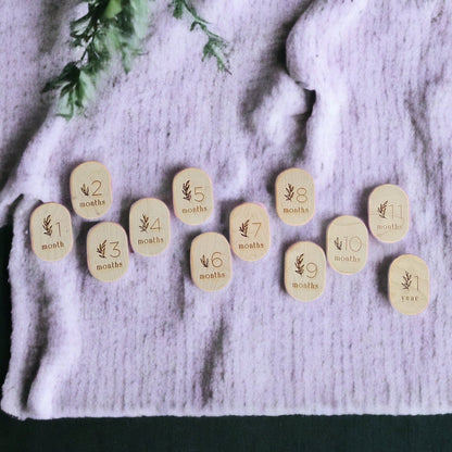 Olive Stem Wooden Baby Monthly Milestones Set