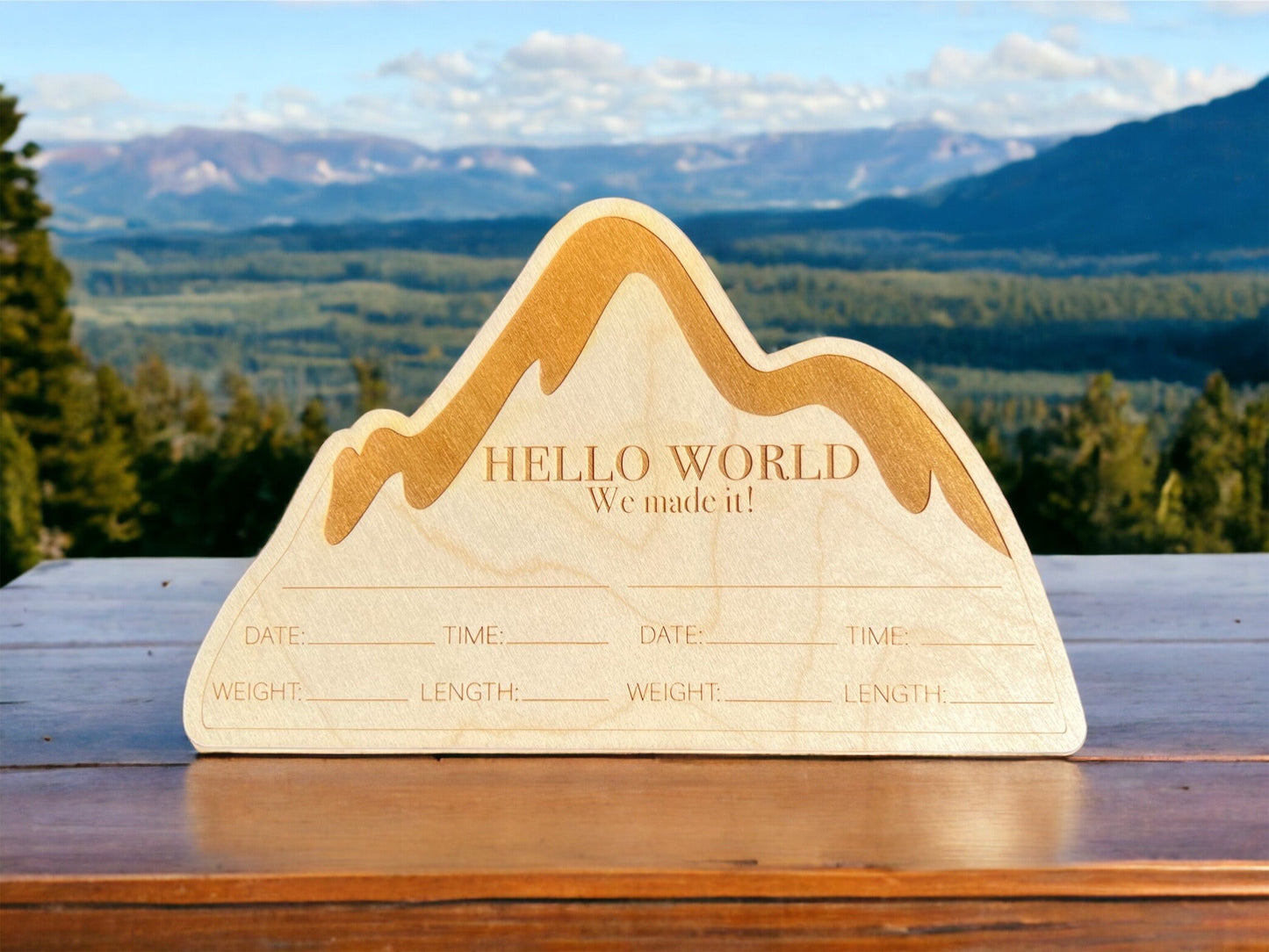 Twin Wooden Mountain Birth Announcement