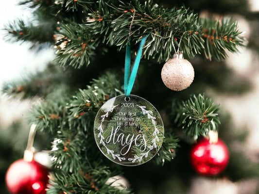 Acrylic "Our First Christmas as Mr. & Mrs." Ornament