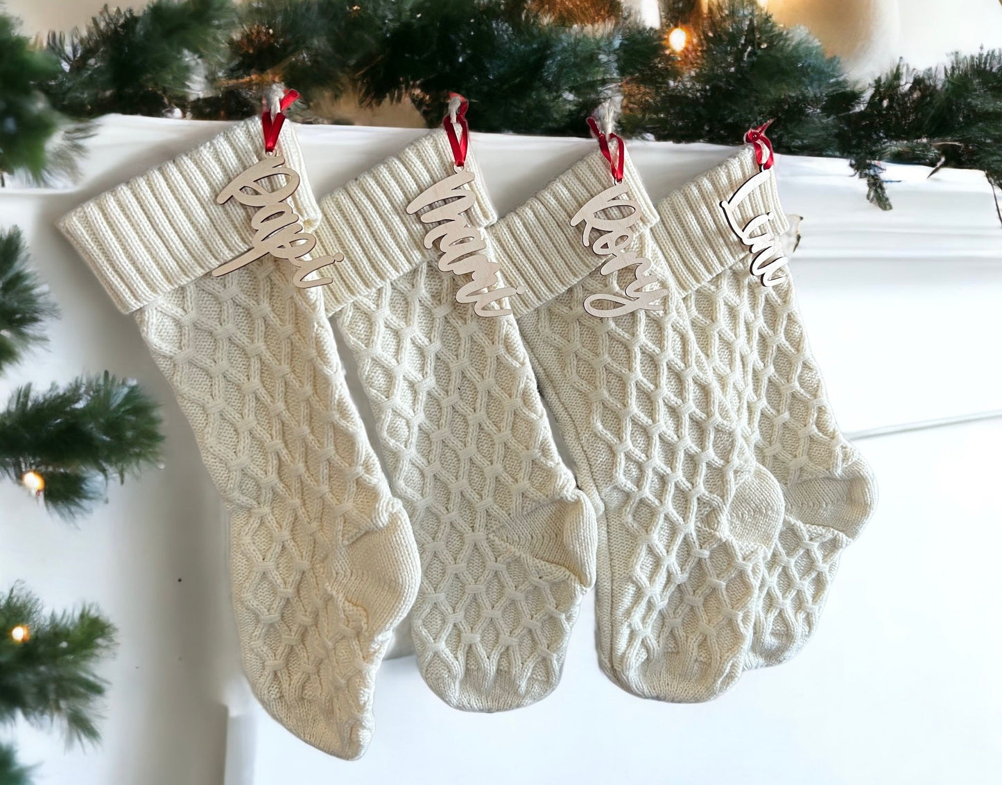 Wooden Stocking Name Tags – Personalized in English & Russian